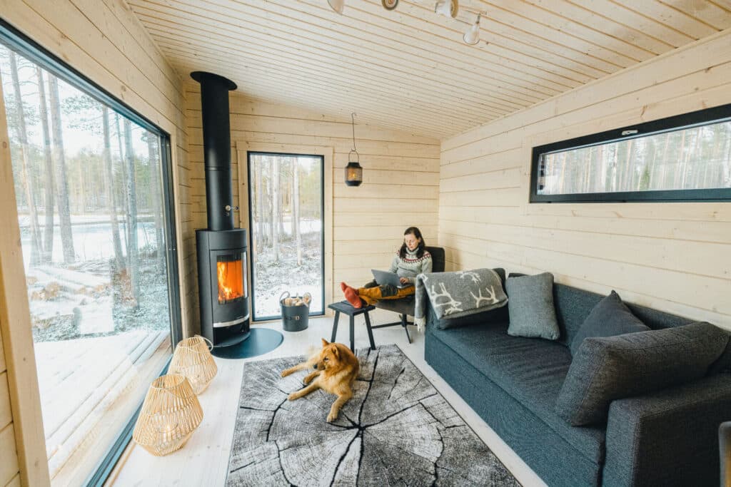Moderni saunamökki 30, oleskelutila