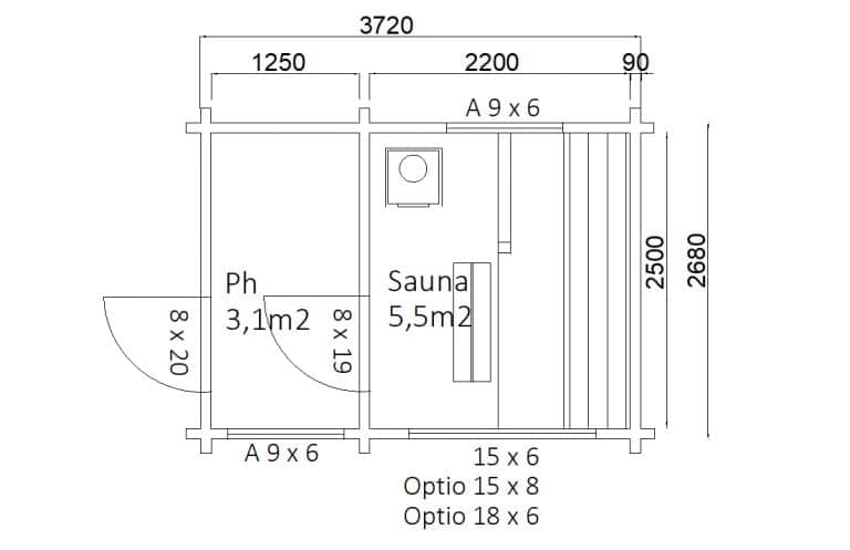 Ulkosauna, Pihasauna 10 B