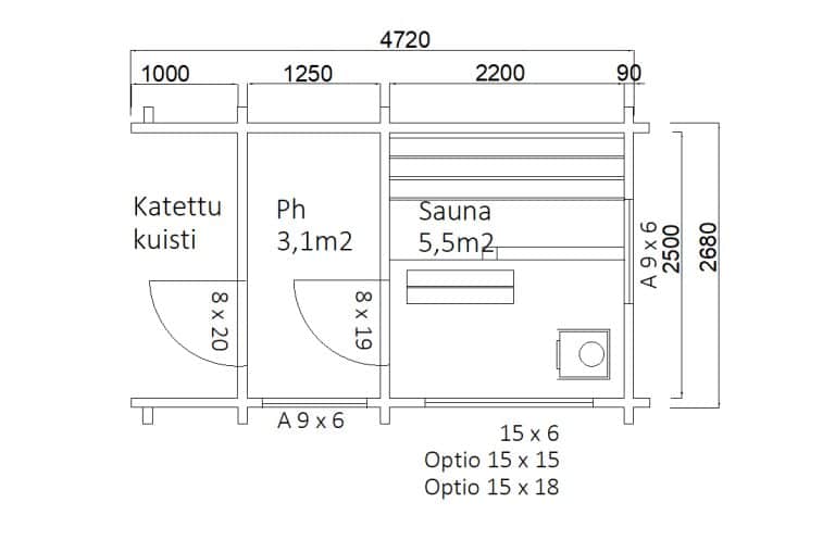 Ulkosauna, Pihasauna 10 D