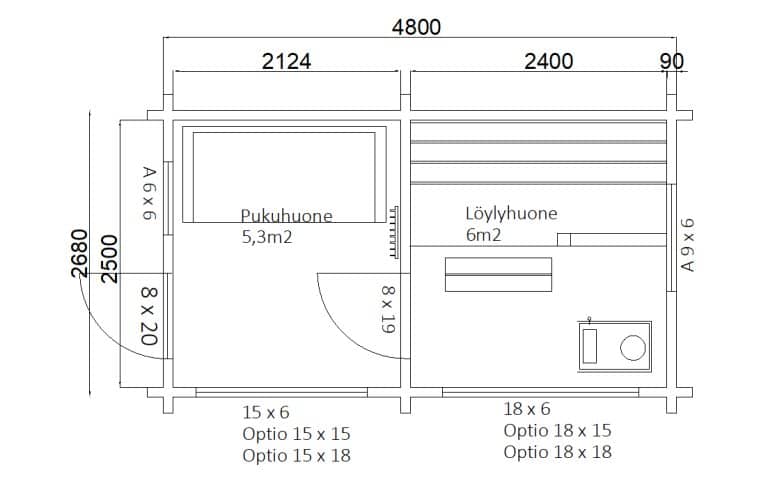 Tyylikäs hirsisauna - Pihasauna 13 D