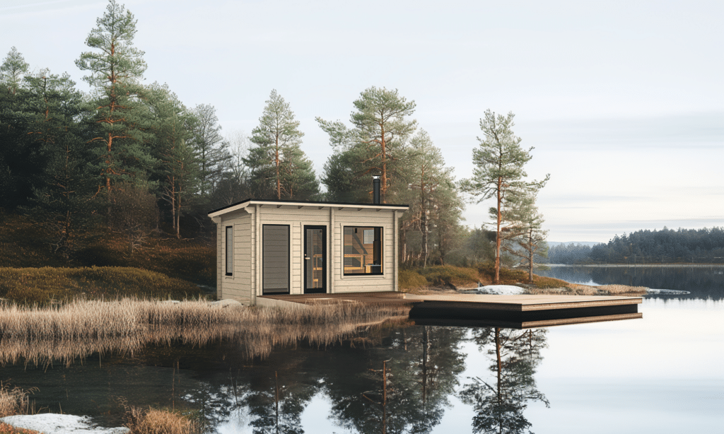 Tyylikäs hirsisauna - pihasauna 13 - järven rannassa