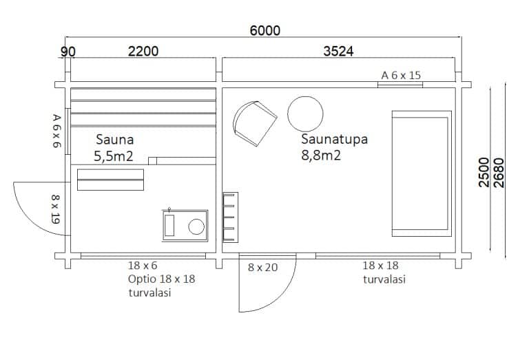 Moderni pihasauna 16 B