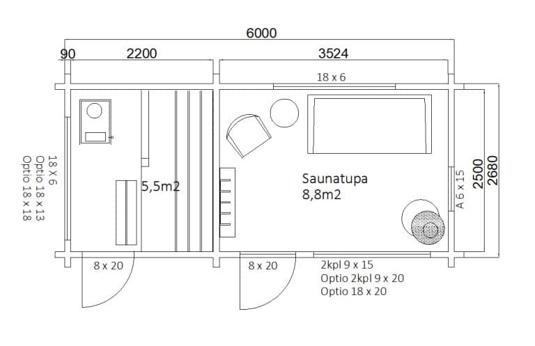 Moderni pihasauna 16 D