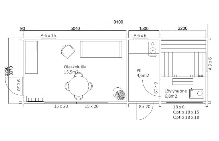 Moderni saunamökki 30 C